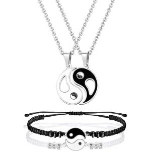 Ensemble De 6 Colliers Et Bracelets Assortis Yin Yang Pour Couple, Pour Lui Et Elle, Collier Yin Yang Assorti, Cadeau De Saint-Valentin Pour Petit Ami, Petite Amie, Amitié - Neuf
