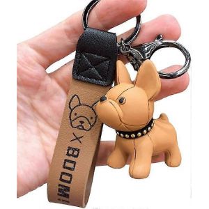 Mignon Bouledogue Français Porte-Clés Pendentif Dessin Animé Sac D'école Sac À Main Voiture Porte-Clés Pendentif - Neuf