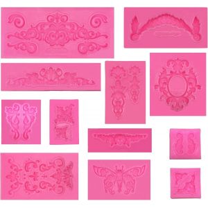 Moule Baroque En Silicone 12 Pièces Pour Décoration De Gâteau, Glaçage, Pâte, Chocolat Et Cuisson - Neuf