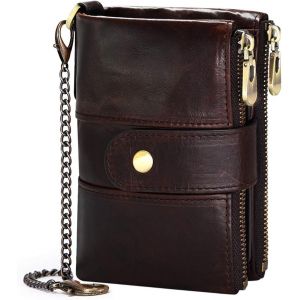 CMJAAGUR-Portefeuille Homme Cuir, Blocage Rfid Fermeture Éclair Et Porte-Monnaie Plusieurs Compartiments Avec 16 Emplacements Cartes (Café)[M1015] - Neuf