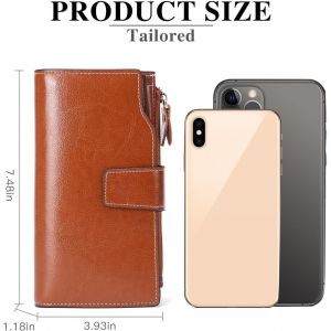 TZF-Portefeuille Femme Cuir Grande Capacite Porte Monnaie Femmes RFID Blocage,Porte-ch&eacute;quiers Femmes Grande Capacit&eacute; Fermeture Eclair Longue Portefeuille - Neuf