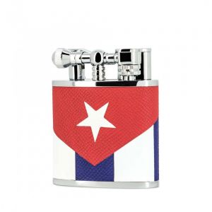 Briquet De Table Double Flamme Torche Peter Charles Cuir Drapeau Cubain - Neuf