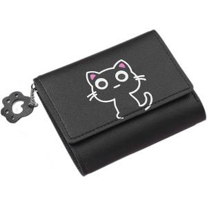 Portefeuilles Femme,Petit Portefeuille Pour Femme,Joli Portefeuille En Forme De Chat Noir,Adapt&eacute; Pour Ranger Des Cartes De Cr&eacute;dit,Des Photos,Des Cartes D'Identit&eacute; (Noir) - Neuf