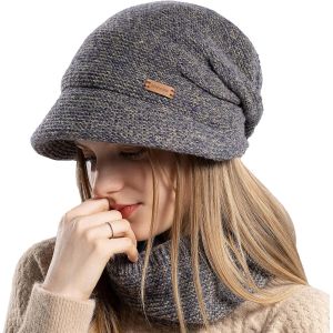 Ensemble Bonnet Femme &Eacute;charpe, Bonnet Tricot&eacute; Slouchy Chaleureux, Bonnet &Eacute;pais Doubl&eacute; Fleece, Capuche Hiver, &Eacute;charpe R&eacute;chauffeur De Cou, Plusieurs Couleurs - (2 Pi&egrave;ces) - Neuf