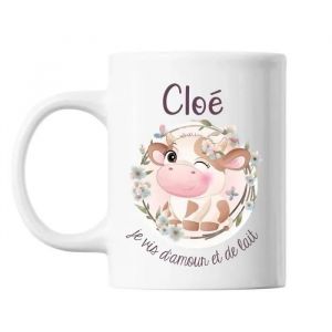 Mug Clo&eacute; Amour Et Biberon De Lait Vache | Tasse Cadeau B&eacute;b&eacute; Enfant - Neuf