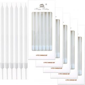 36 Pi&egrave;ces Bougies De G&acirc;teau D'anniversaire,Bougie Anniversaire Longue Avec Supports,Bougies Fine Pour La D&eacute;coration De F&ecirc;te De G&acirc;teau De Mariage D'anniversaire (Blanc) - Neuf