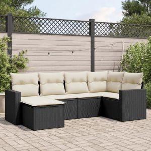 Prolenta Premium - Salon De Jardin 6 Pcs Avec Coussins Noir R&eacute;sine Tress&eacute;e - Neuf