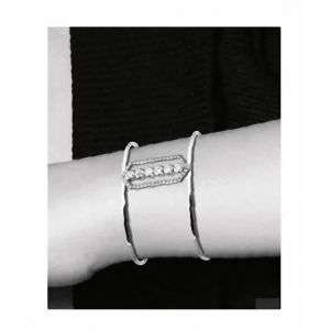 Bracelet - Bijouxia - Jonc Ouvert Large - Argent 925/1000 - Oxyde De Zirconium - 58 Mm - Neuf