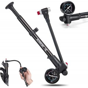 Subzonal-Pompe &Agrave; Choc Haute Pression (Max 300 Psi), Pompe &Agrave; Fourche/Pneu 2 En 1 Pour Vtt, Fourche De V&eacute;lo De Route Et Suspension Arri&egrave;re, Mini Pompe Portable Avec Bouton De Purge. - Neuf