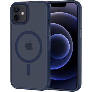 Kal-Coque Pour Iphone 12 Mini Magnétique Compatible Avec Magsafe, Étui Mat Translucide Minimaliste, Pc Dur Housse Arrière Anti-Rayures + Tpu Bumper Antichoc - Bleu - Neuf