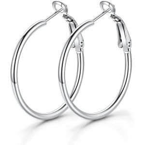 Meimie-Créole Femme Acier Inoxydable/Plaqué Or,Boucle D'oreille Grand Anneau,Diamètre De 30/50/70/100mm,Women's Hoop Earrings - Neuf