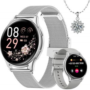 Sanorum Montre Connectée Femme Avec Appel Bluetooth 1,27"" Smartwatch Femme Avec Ip68 Fonction Féminine/24h Fréquence Cardiaque/24h Spo2/Suivi Du Sommeil/120+Modes Sportif Podometre Android Ios Or Rose - Neuf