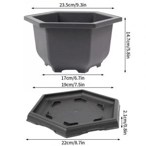 Pots De Fleurs Rectangulaires Bonsaï, Imitation D'argile Violette, Pot De Plantes Succulentes De Jardin Extérieur, Vase De Paysage.Hexagonal L And Tray - Neuf