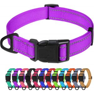 Collier Pour Chien, Collier En Nylon R&eacute;fl&eacute;chissant R&eacute;glable Classique Convient Pour Moyens Chiens, Noir, 2.5cm Largeur - Neuf