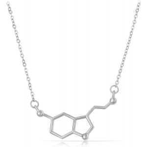 Pendentif S&eacute;rotonine Pour Femme En Acier Inoxydable Argent&eacute; 40 Cm De Long Avec Cha&icirc;ne R&eacute;glable De 5 Cm Cadeau Pour Femme, Acier Inoxydable - Neuf