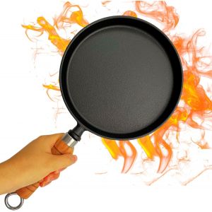 Subzonal-Po&ecirc;le En Fonte 20 Cm, Po&ecirc;le &Agrave; Frire Induction Avec Poign&eacute;e Amovible En Bois, Rev&ecirc;tement Antiadh&eacute;sif, Po&ecirc;le &Agrave; Griller Pour Gaz Feu Grill, Po&ecirc;le Ronde En Fonte Pour L'int&eacute;rieur Et L'ext&eacute;rieur - Neuf