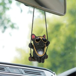Kalanka-Ornement De Voiture Bouledogue, Accessoires Suspendus Mignons Pour Voiture Chien,D&eacute;coration De Pendentif De Voiture Chien Pour R&eacute;troviseur Avec Corde - Neuf