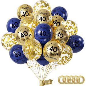 AYUHR-Décoration Anniversaire 21 Ans - Kit 15 Pièces Noir et Or Avec Ballons 12 Pouces - Pour Garçon, Fille, Femme, Homme - Neuf
