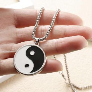 Collier En Acier Inoxydable Vintage Pour Hommes - Style Chinois Yin Yang Tai Chi Pendentif Collier - M&acirc;le Punk Hip Hop Bijoux Accessoires - Neuf