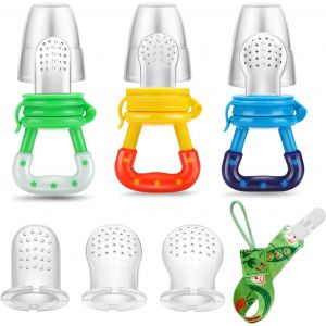 Sucette De Grignoteuse De Nourriture De Fruits Frais De B&eacute;b&eacute; (Paquet De 3)|Jouet De Dentition De Massage D'entra&icirc;nement|Pochettes En Silicone Sans Bpa De Qualit&eacute; Alimentaire - Neuf
