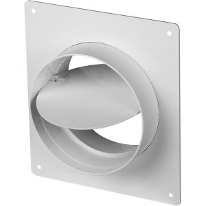 Système à tube circulaire, tuyau de ventilation en PVC, support de pièces de réduction Té., Plastique, Wandflansch mit Rückschlagklappe, Ø 125 - Neuf