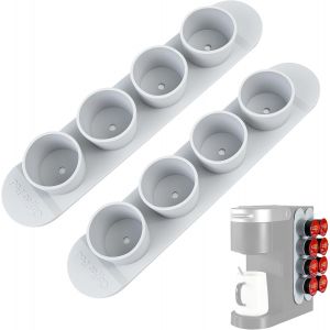 Support À Capsules À Café,Porte Capsule,Supports Pour Capsules De Café,Distributeur De Capsules Pour 8 Capsule De Café,Pour La Cuisine,Le Bureau,Le Restaurant,Sans Percer,2 Pièces,Gris - Neuf