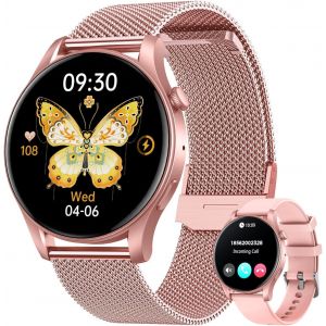 Chenquansarl-Montre Connectée Femme Avec Appels - Smartwatch Écran Amoled 1,43'' Tactile Hd Moniteur Cardiaque/Spo2/Pression Artérielle/Sommeil 100+ Modes Sportifs Batterie Longue Durée 7j Compatible - Neuf