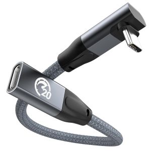 Eryi-Câble Extension Usb C 90 Degrés 0.3m, Coudé 100w Charge Rapide Usb C 3.2 Gen 2 20gbps Cordon, Rallonge Mâle Vers Femelle Type C, Pour Iphone 16 15, Macbook, Ipad Pro/Air, Galaxy S24 S25, Hub - Neuf