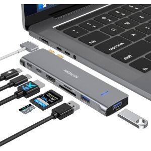 Adaptateur Usb - C Pour Macbook Pro 20232022021, Adaptateur 7 - En - 2 Pour Macbook Pro/Air M1M2M3, Dongle Mac Avec Hdmi 4K, 2 Usb 3.0, Tf/Sd, 100W Et Thunderbolt3 - Neuf