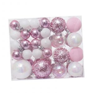 46x de No&euml;l, Boules de No&euml;l, Arbre Suspendu Pendentifs,des d&eacute;corations de No&euml;l Boule de No&euml;l Arbre de Babioles pour l'Anniversaire de Saison Rose Blanc - Neuf