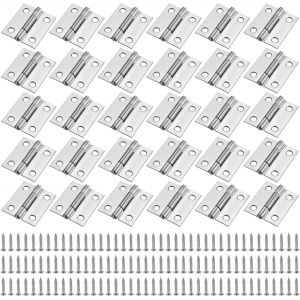 Mini Charni&egrave;res Charni&egrave;res Porte en Acier Inox Paumelle Porte 30Pi&egrave;ces Porte Pliantes avec 120 Pcs Vis Pour La Maison Meubles Mat&eacute;riel Armoire Garde Porte Tiroir Argent - Neuf