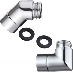 Lot de 2 adaptateurs de pommeau de douche &agrave; 90 degr&eacute;s + 135 &deg; - Adaptateur articul&eacute; pour pommeau de douche - Raccord de douche mobile avec rondelles - Neuf