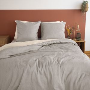 Parure De Lit R&eacute;versible Effet Gaze De Coton - Neuf