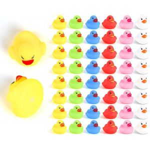 KAL-50Pcs Coloré Caoutchouc Canard Mignon Petit Canard Jaune Flottant Jouet De Bain Jouet De Divertissement Aquatique Pour Enfants - Neuf