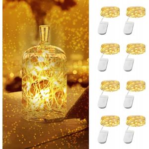 KAL-Guirlande Lumineuse À Piles, Guirlande Micro Led En Fil De Cuivre, Lot De 8 Pièce Fée Chaîne Lumières 2M 20 Leds Guirlande, Pour Décoration Noël Fête Mariage Jardin Terrasse Pelouse Maison - Neuf
