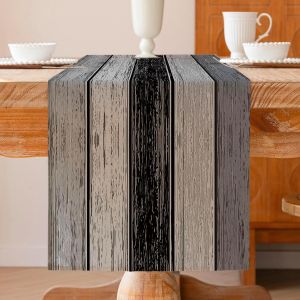 Eryi-Chemin De Table Gris Planken Antique Bois Rustique Printemps Table Décoration Saisonnière De Table Moderne De Cuisine En Intérieur Décor De Fête Cacances 40 X 140 Cm - Neuf