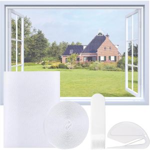 MAA-Moustiquaire Fenetre Peut être coupé, Moustiquaire avec Rubans Adhésifs sans Percage, Taille Maximale de la Fenêtre White 110 * 130cm - Neuf