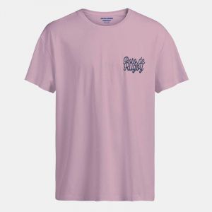 Tee Shirt Pink Nectar Avec Imprimé Rugby Homme Jack & Jones - Neuf
