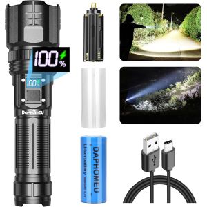 Tianyi-Lampe Torche Led Ultra Puissante Rechargeable, 150000 Lumens Lampe Torche Puissante, Lampe De Poche Led Super Lumineuse &Eacute;tanche Avec 5 Modes, Adapt&eacute;e Aux Urgences, Au Camping (Avec Batterie) ( - Neuf