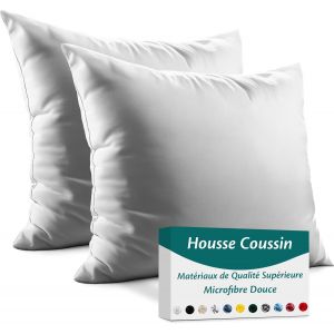 Cauc-Taie D'oreiller 60x60 Microfibre Premium Lot De 2 Housse Coussin Pour Coussins Canap&eacute;/Lit Tissu Super Doux Resistant Et Lavable Hypoallerg&eacute;nique Anti-Acariens Avec Fermeture &Eacute;clair Invisible - Neuf
