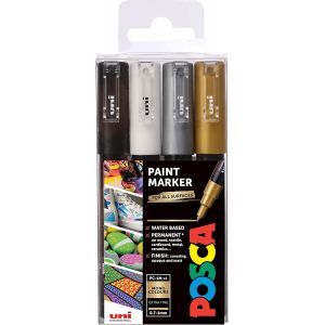 Jexnovashop-Posca 153544850 Lot De 4 Marqueur Peinture Avec Encre &Agrave; Base D'eau Et Pointe Fine, 1 Mm - Neuf