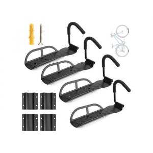Support Mural V&eacute;lo Vertical Porte-V&eacute;lo Robuste En Acier Avec Crochet Caoutchouc Anti-Rayure Et Cale De Roue Arri&egrave;re Pour Garage - Neuf