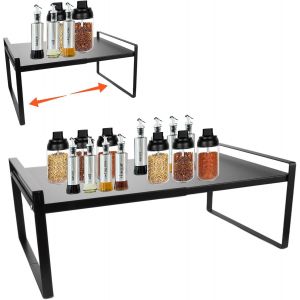 Étagère De Cuisine Extensible 35 À 65 Cm-Noir-Étagère De Rangement Pliable En Métal-Étagère À Épices Empilable Pour Vaisselle Et Fournitures-Plus D'espace De Rangement,Garde-Manger,Salle De - Neuf