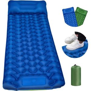 Letnerny-Matelas De Camping Auto-Gonflable, Ultra Léger, Avec Pompe À Pieds, 10 Cm, Étanche, Pour L'extérieur, Pliable, Pour Voyage, Randonnée, 195 X 68 X 10 Cm - Neuf