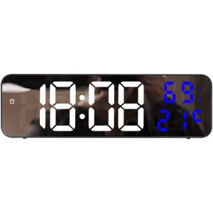 Grande Horloge Murale Num&eacute;rique Led Avec Affichage De La Temp&eacute;rature Et De L'Humidit&eacute;, Mode Nuit Pour Salon, Chambre &Agrave; Coucher, Bureau, D&eacute;coration Murale - Bleu - Neuf