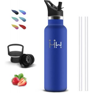 Tzf-Gourde Isotherme, 750 Ml Gourde Paille, Bouteille Inox, Anti Fuite, Gourd Sport, Double Isolation, Avec Poignée, Gourd Sans Bpa, Bouteille D'eau Pour Randonnée, Voyage, Aptitude, Camping - Neuf