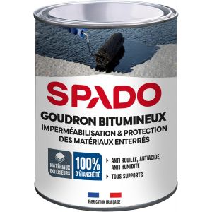 JEXNOVASHOP-Goudron Bitumineux - Protection des Surfaces Ext&eacute;rieures Enterr&eacute;es & Bois - Imperm&eacute;abilisant - Formule Anti-Rouille, Anti-Acide, Anti-Humidit&eacute; - Fabrication Fran&ccedil;aise - 1 Litre - Neuf
