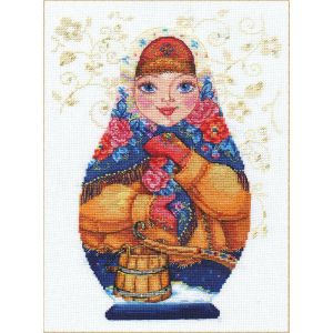 Kit Point De Croix Compt&eacute; "Matriochka. Beaut&eacute; D&iquest;Hiver" 19x26 Cm - Neuf