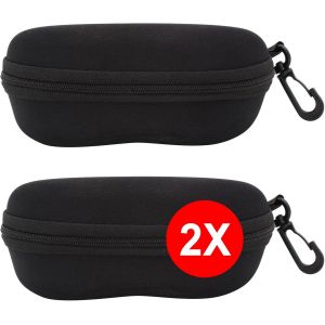 Étui Rigide À Lunettes De Soleil - [Pack: 2 Unités] Boîte [Noire] Vue Protection Lecture Natation Avec Clip Attache Ceiunture Femme Homme Enfant Voiture Mode Design Fashion Fermeture Éclair - Neuf