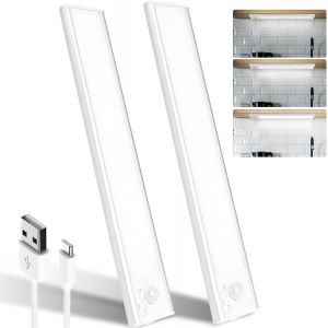 Reglette Led Cuisine Sous Meuble 39Led¿24cm¿6500K Lumiere Detecteur De Mouvement Interieur¿1500Mah Rampe Led¿Lampe Led Rechargeable Usb¿Lumiere Led Adaptée Placard Veilleuse Escalier Couloir 2 P - Neuf